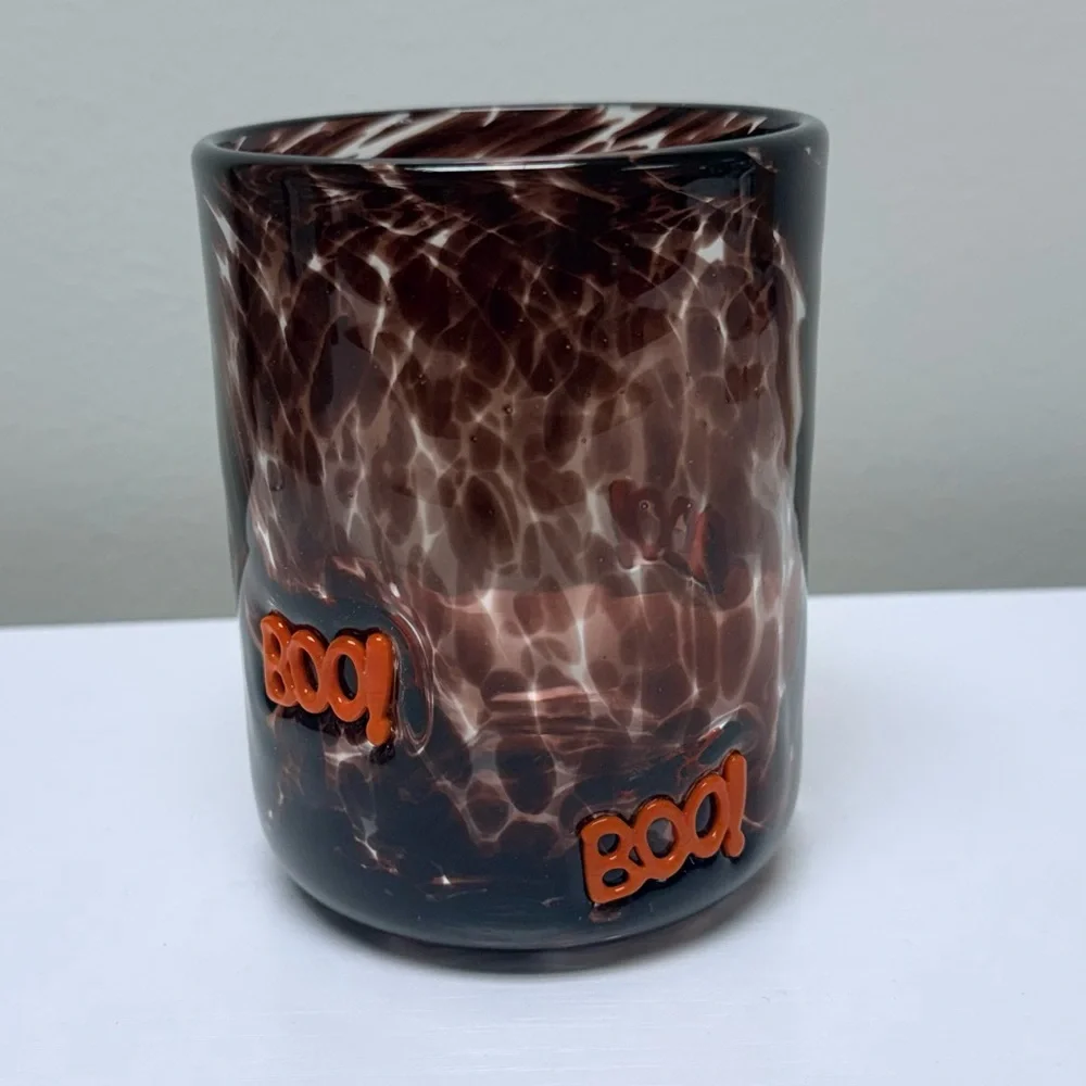 NEW Anthropologie Mystic Confetti juice glass BOO Icon Halloween Hand Blown